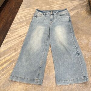 FRYE Women's Carly Wide Leg Cropped Jeans Size 29 High Rise Blue Stretch EUC